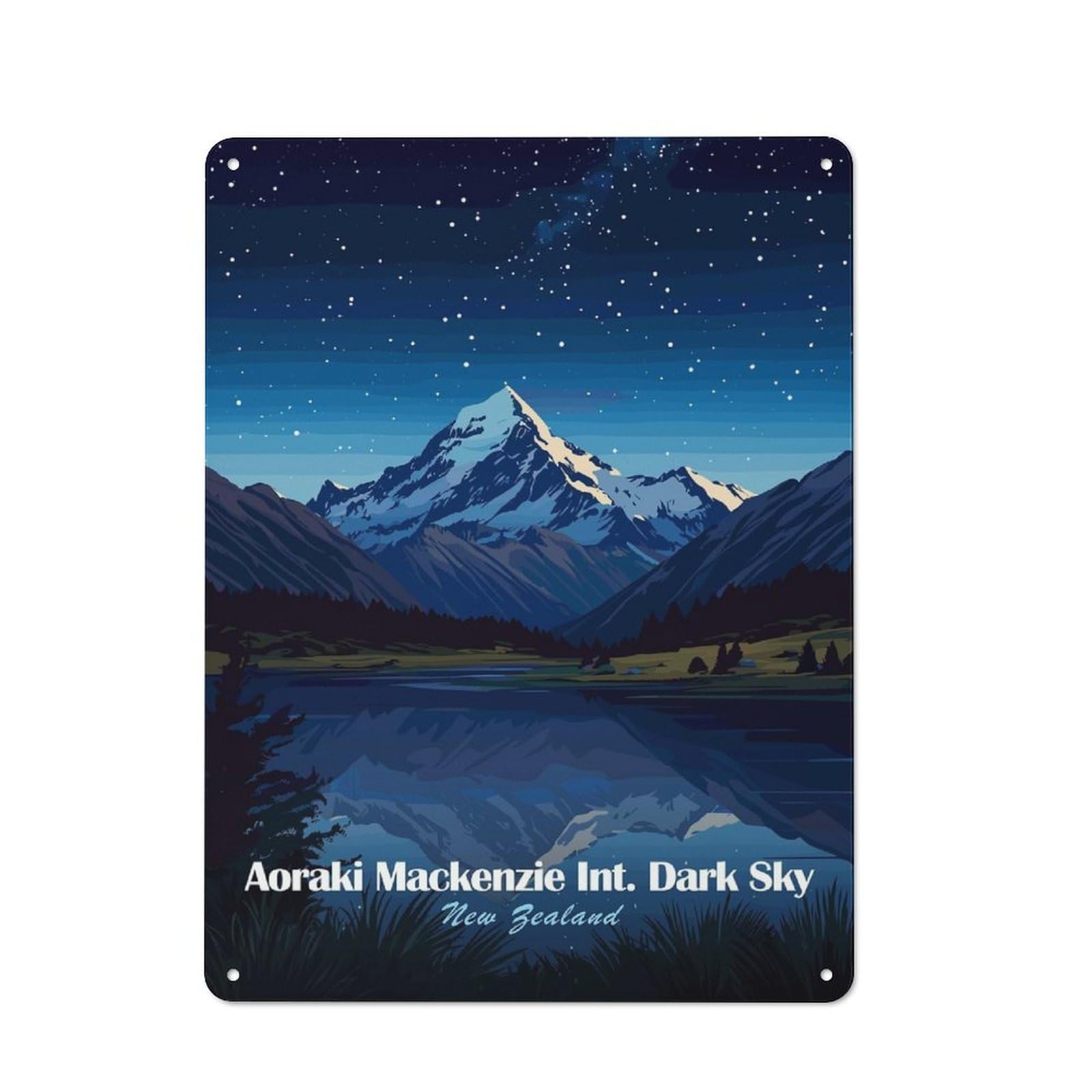 Junmoney Style Metal Plaque With Aoraki Mackenzie Dark Sky Design 40X30cm, Rustic Cafe Wall Decor For Restaurant, Kitchen, Counter Or Breakfast Nook