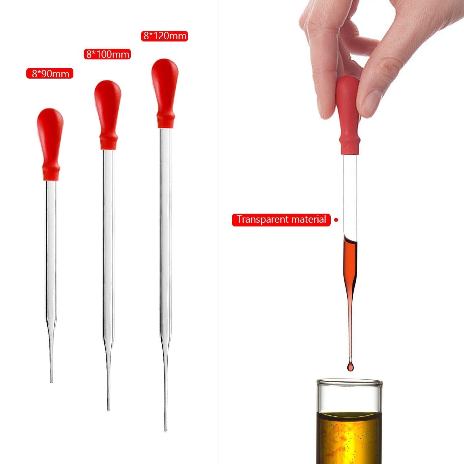 Probeta de Laboratorio para Ciencias, Juego de Laboratorio de Vidrio de borosilicato de 10 Piezas con Cilindros de 5-100 ml, pipetas de 9-12 cm, cepillos, Barra agitadora