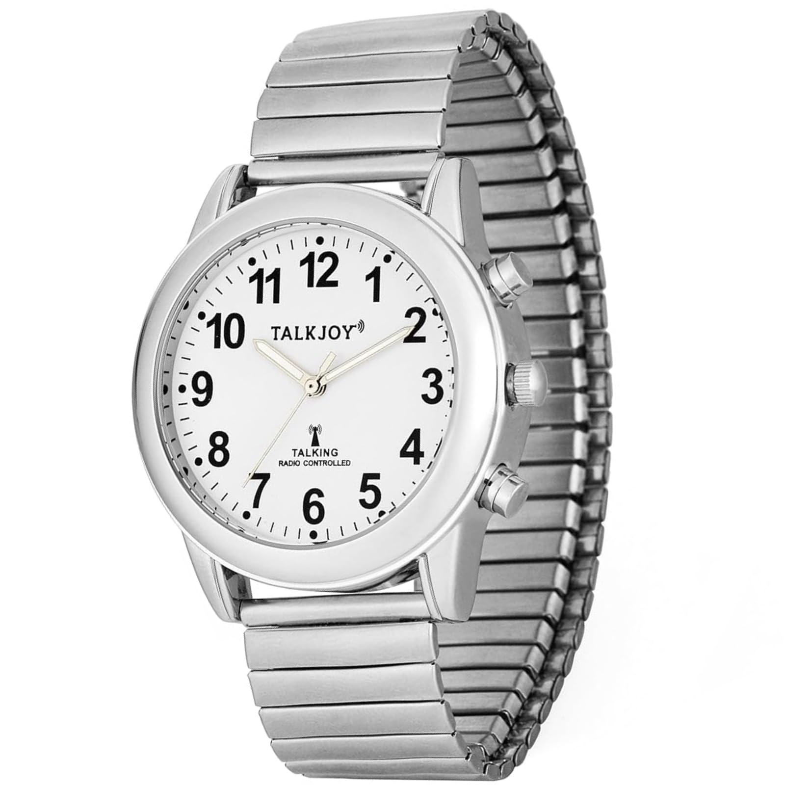 Sprechende Armbanduhr Damen Silber, Blindenuhr mit Deutscher, lauter Sprachausgabe, Uhrzeit & Datum auf Knopfdruck, Seniorenuhr mit Wecker & Metallzugarmband