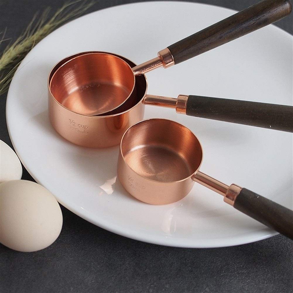 Kupfer-Messlöffel, Edelstahl, hochglanzpoliertes, verkupfertes Finish(Set of 4 Cups)