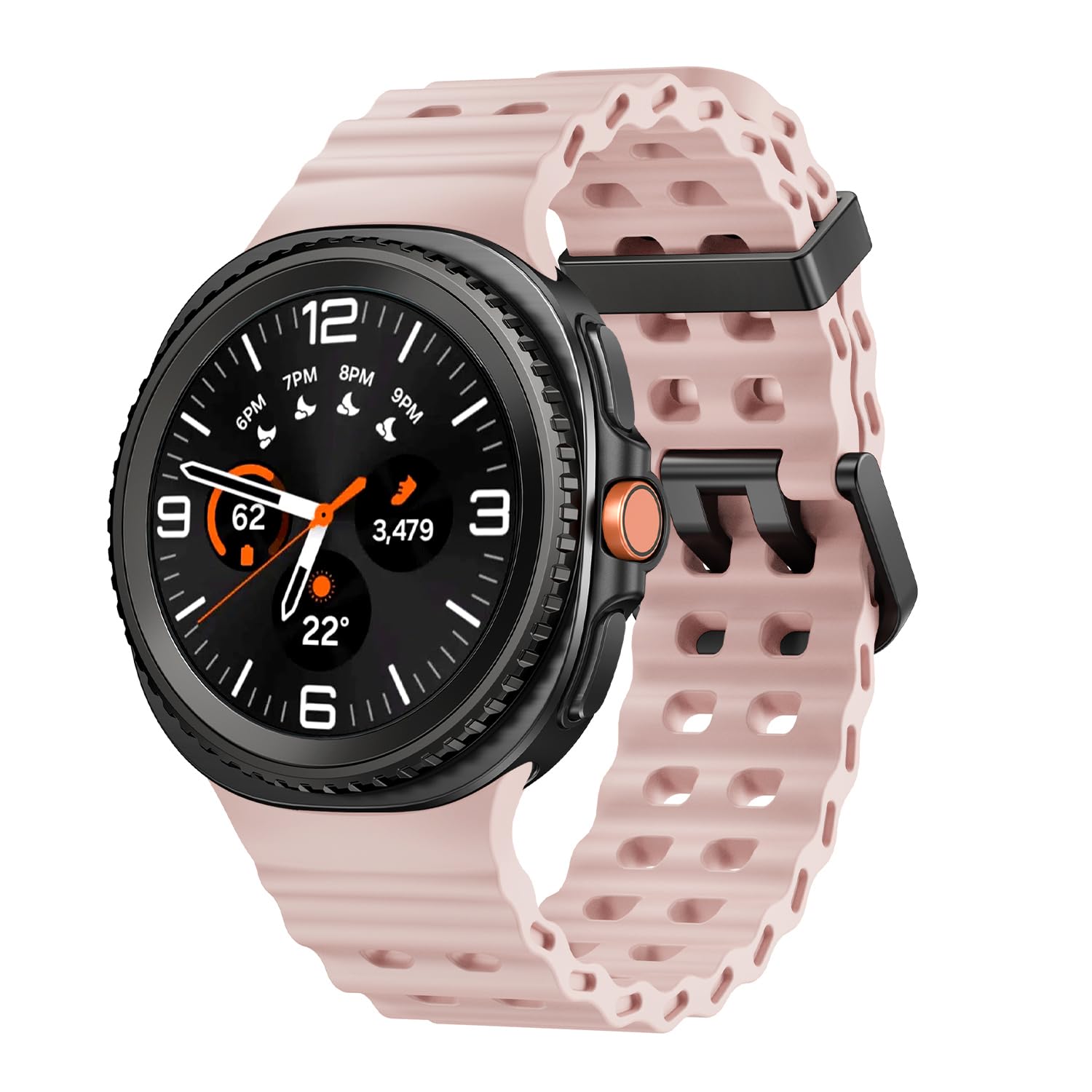 Bracelet de sport en silicone marin compatible avec Samsung Galaxy Watch 8 9 Classic 46 mm pour homme et femme, bracelet de sport en silicone souple et respirant pour Galaxy Watch 8 9 de 44 mm