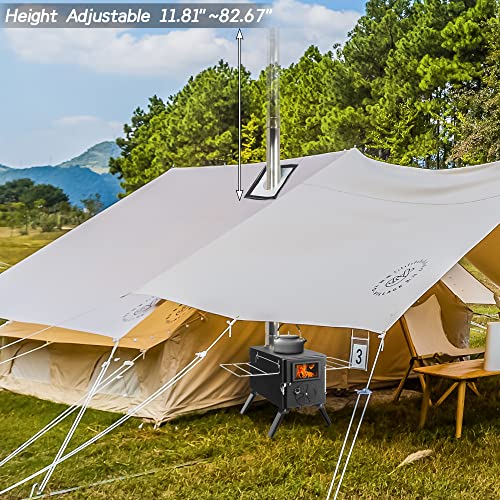 Hopubuy Wood Stove Hot Tent Stove, Portable Camping Wood Burning Stove For Outdoor Cooking And Heating, Small Wood Stove With 7 Stainless Chimney Pipes And Tent Stove Jack #TOP5