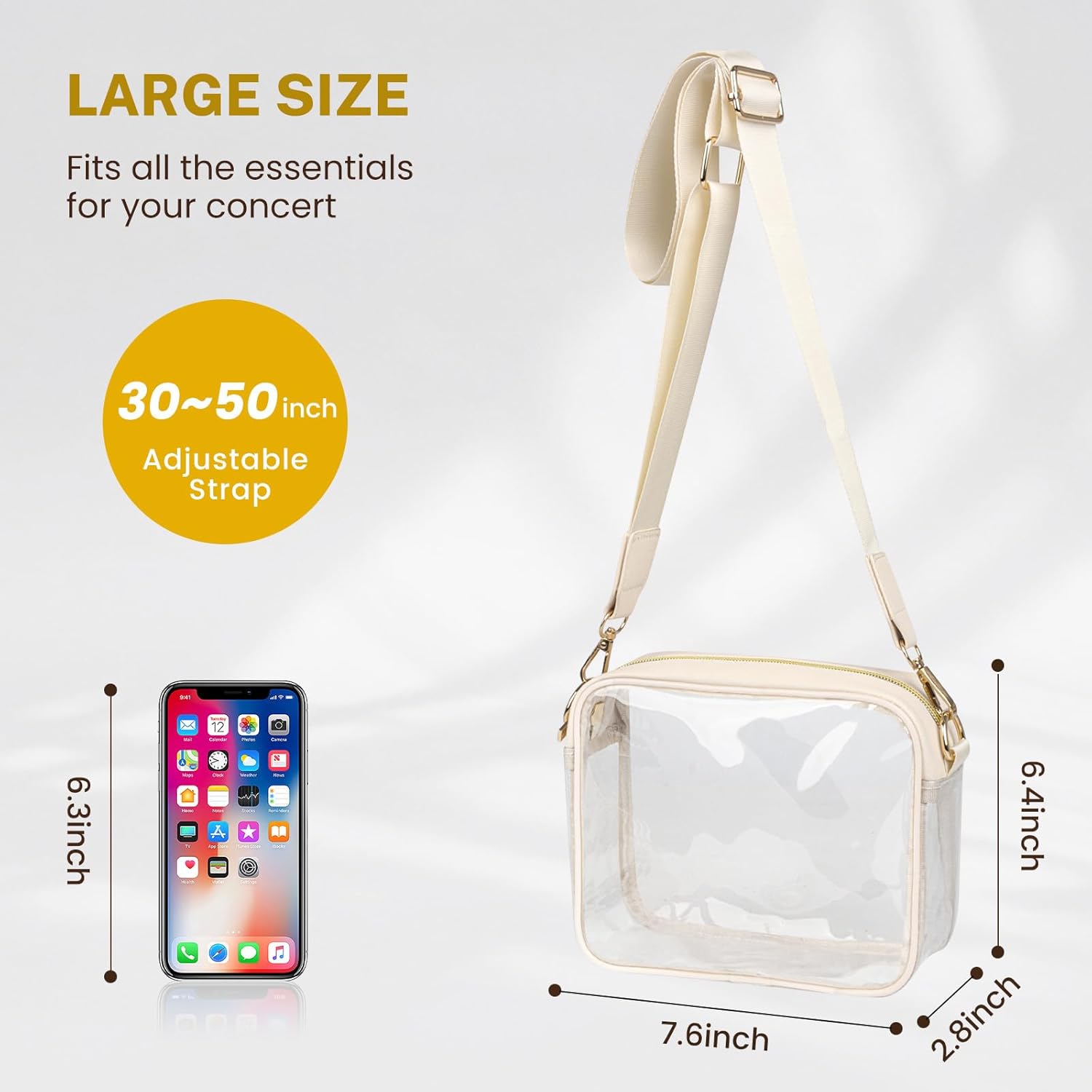 Aveniee Clear Bag Stadium Approved, Clear Purses for Women, Cross body Bag for Concerts with Adjustable Strap - Image 5