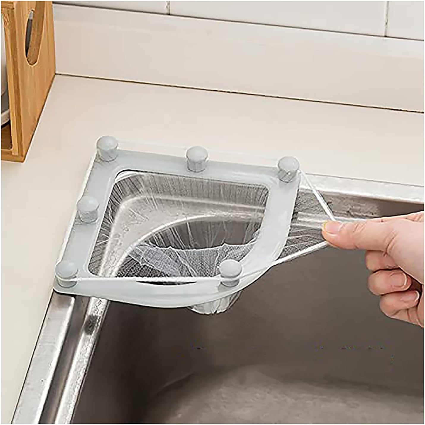 Amazon 三角コーナー 三角ホルダー ネット水切り インストール簡単 吸盤式 台所用 キッチン 三角コーナー オンライン通販