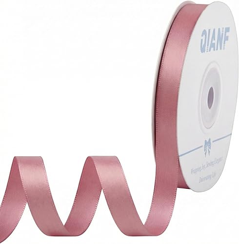 Miniatura 88 de Cinta de satén de doble cara de 3/8 pulgadas rosa para envolver regalos, hacer lazos para el pelo, adorno de silla, cinta para el Día de San