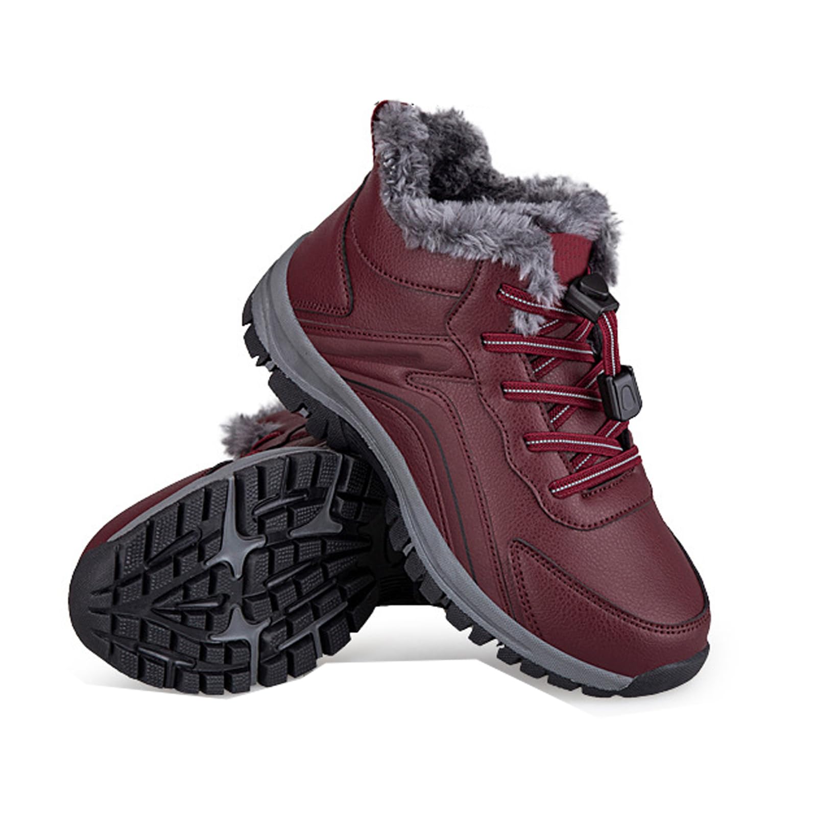 Womens Waterproof Winter Snow Boots Warm Fur Lined Comfort Non-Slip Soft Bottom Outdoor Walking Boots Shoes