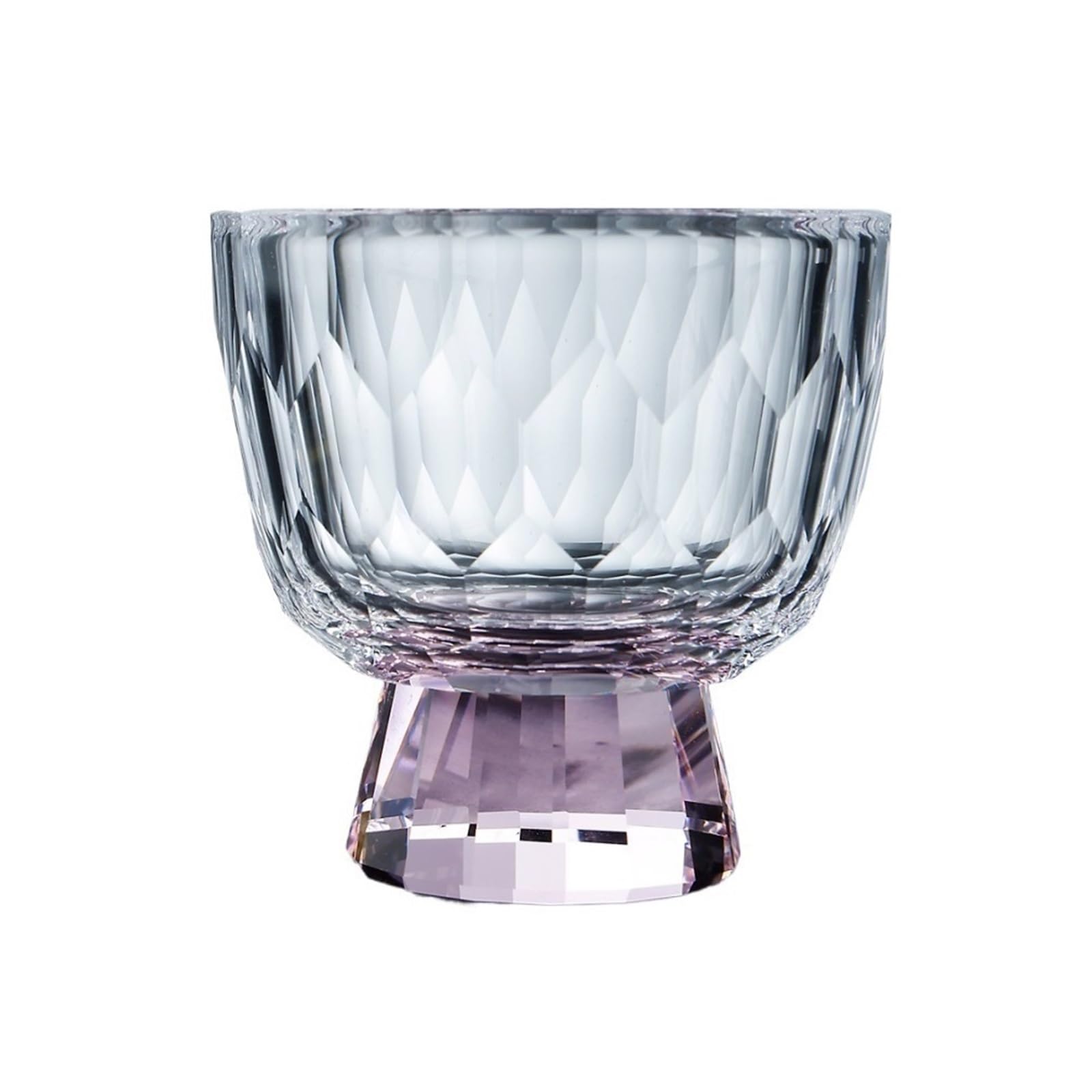 Drinkware Small Clear Glass Tea Cups with Colorful Footed, Diamond Embossed Tasting Cup Shot Glasses, 1.7oz/50ml for Dinners(Pink)