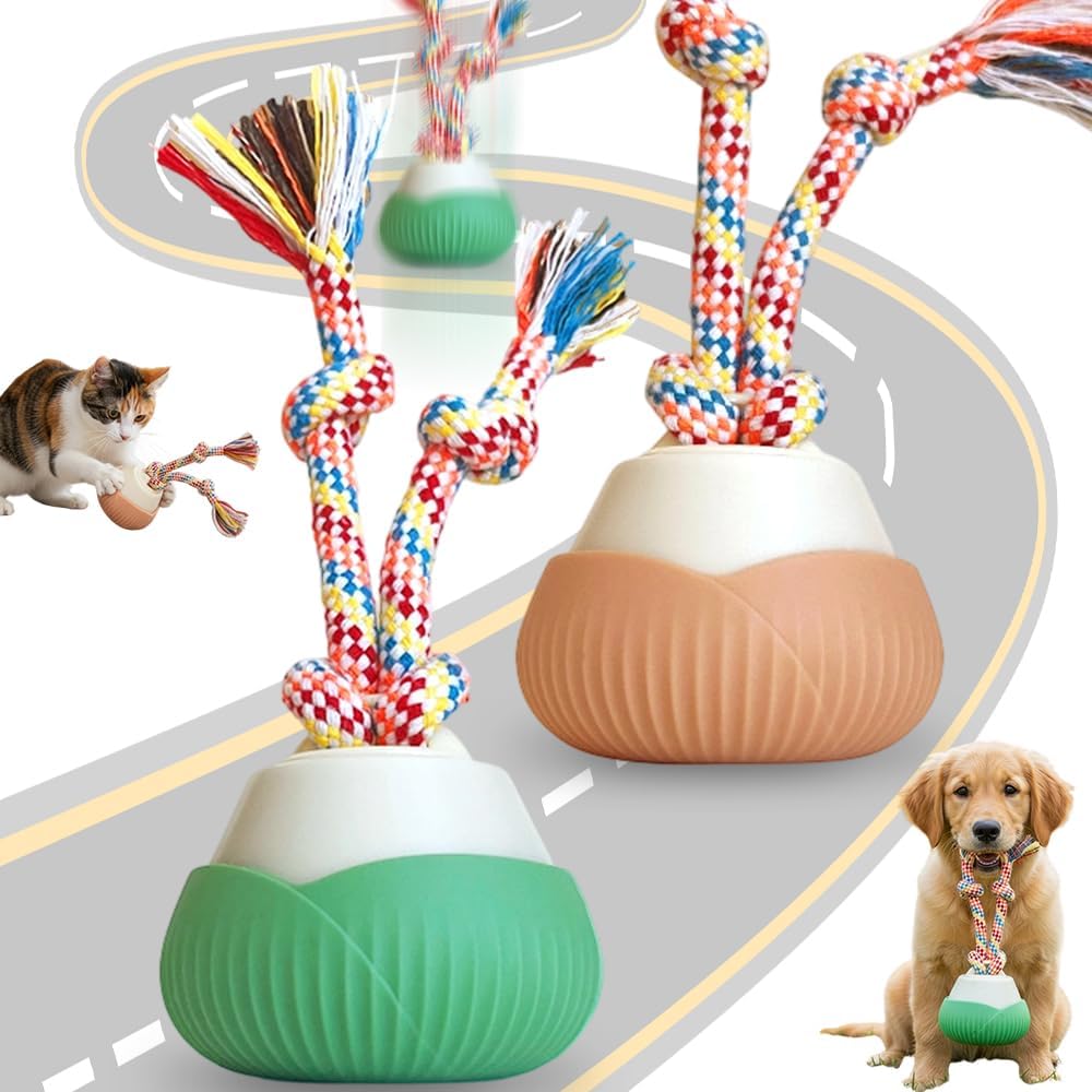 2026 New Interactive Dog Toys, Automatic Moving Interactive Cat Toy with 3 Speed Modes, USB Rechargeable Smart Motion Rolling Ball with Tail Rope, Indoor for Small Medium Large Dogs (Green *2)