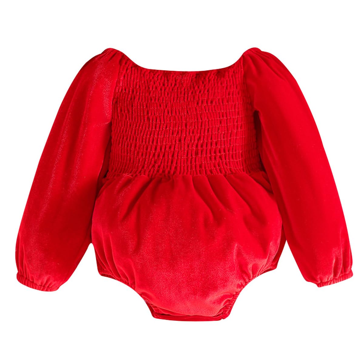 IBAKOM Toddler Baby Girl My First Christmas Romper Velvet Smocked Fall Winter Dress Kids Christmas Birthday Dress