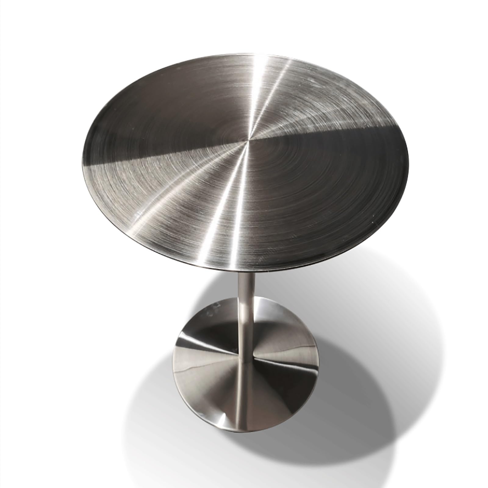 SXZenSpace Industrial Round Stainless Steel Side Table Freestanding End for Living Room & Bar Breakfast Desk (Size: 60x75cm/23.6x29.5in) Durable Stylish