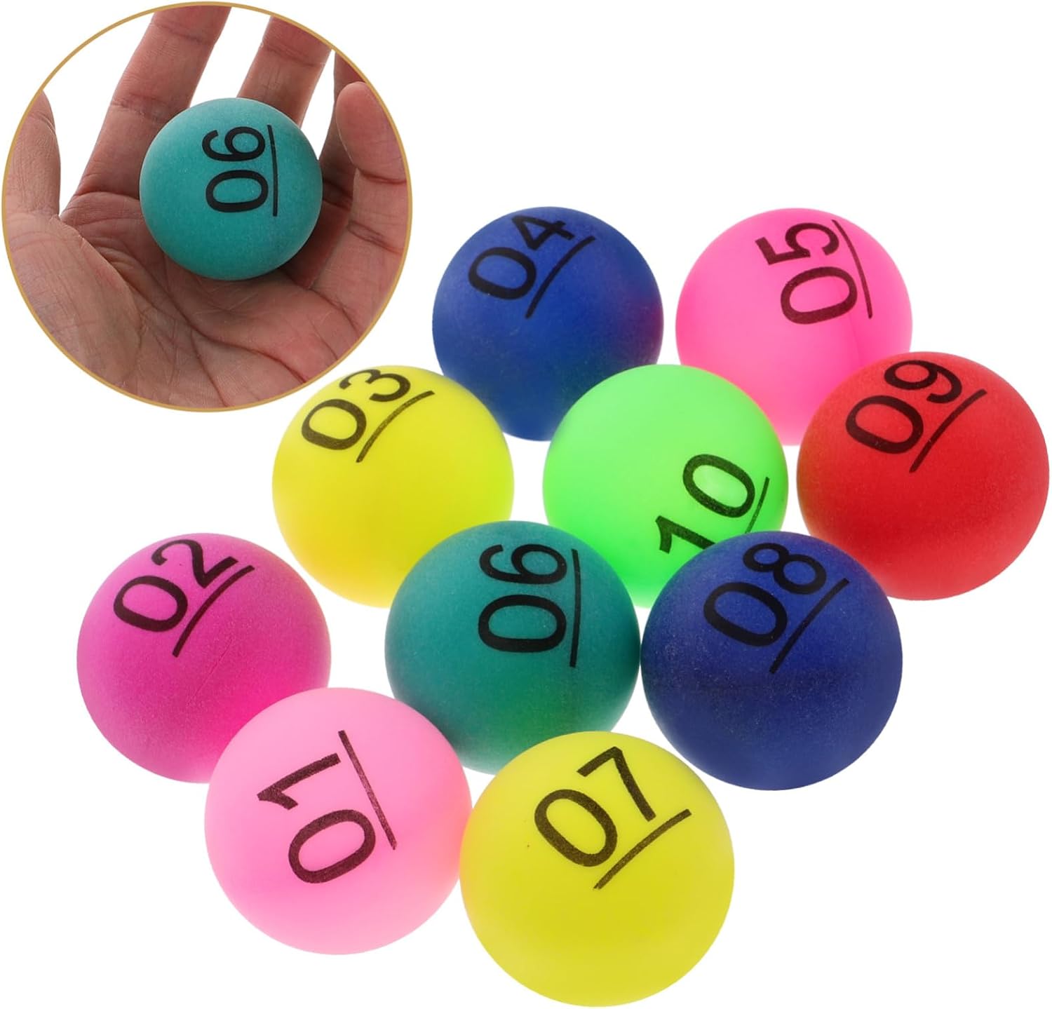 VICASKY 20pcs Seamless Raffle Balls Bulk Pong Balls Numbered Lottery Game Props Material Non-Fading Numbers for Parties