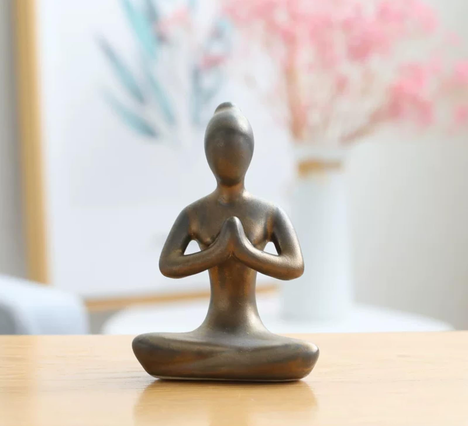 DECRZPB Ceramic Figurine Yoga Woman Sculpture Ceramic Ornament Arts Hotel Home Decor Office Wedding Gift