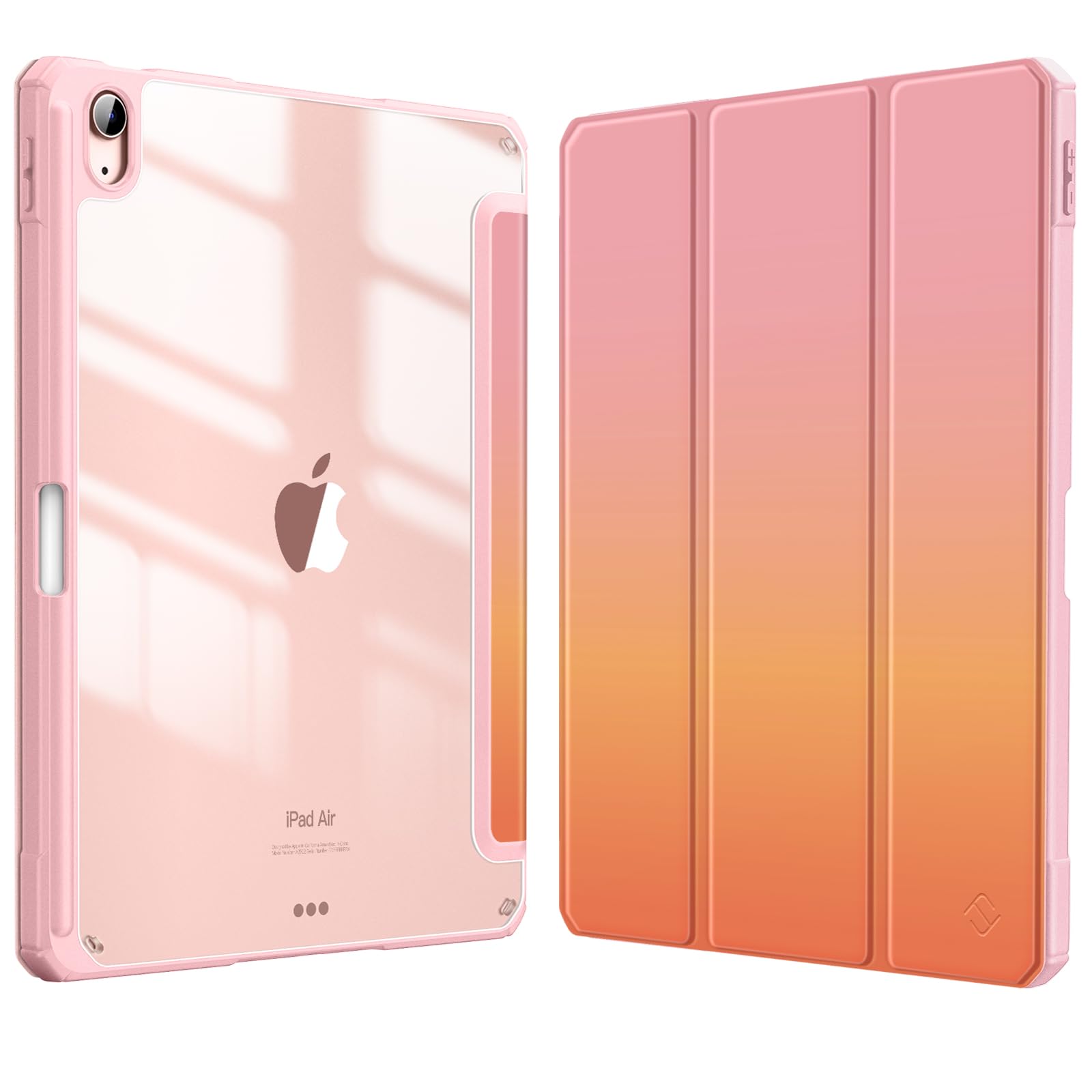 Fintie Hybrid Slim Case for iPad Air 11-inch M3 (2025) / M2 (2024), iPad Air 5th (2022) / 4th Generation (2020) 10.9 Inch - Shockproof Cover with Clear Back Shell & Pencil Holder, Sunset Ombre
