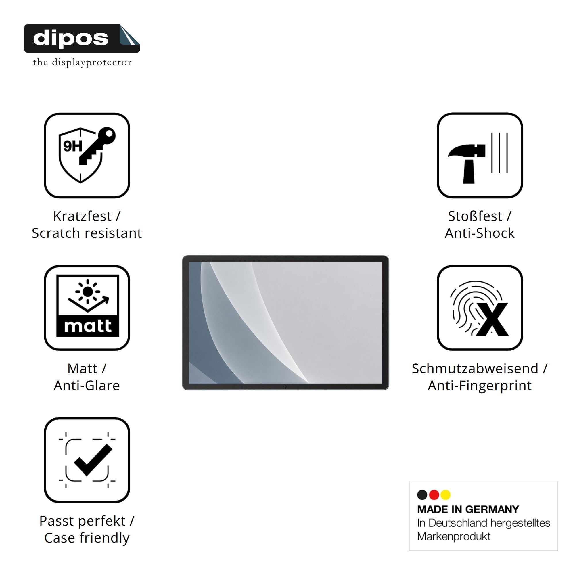 dipos 2x Pellicola Protettiva 9H opaca per Doogee U14 | Antiriflesso, non si rompe e non si scheggia, non è vero vetro, Anti-Shock, antigraffio, senza bolle, autoadesiva