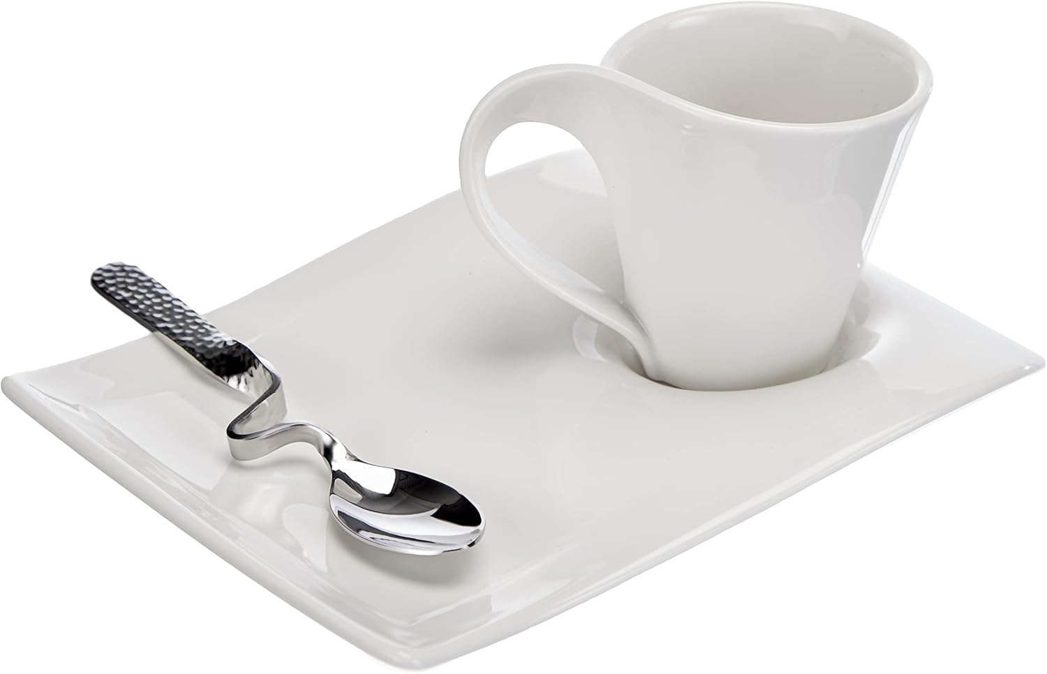 Villeroy & Boch NewWave Café Espresso Set, 3 Pieces, Premium Porcelain, White