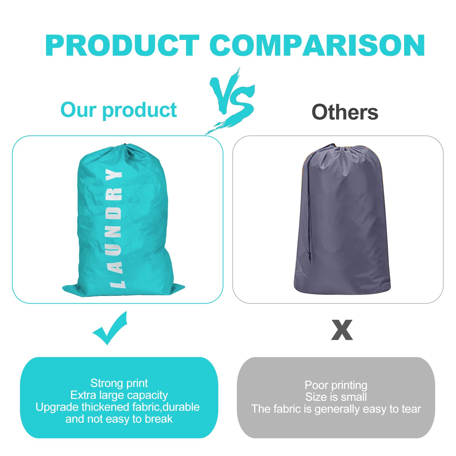WIGUROE Laundry Bag with Drawstring, 2 Pack Medium Travel Laundry Washing Bags - Image 3