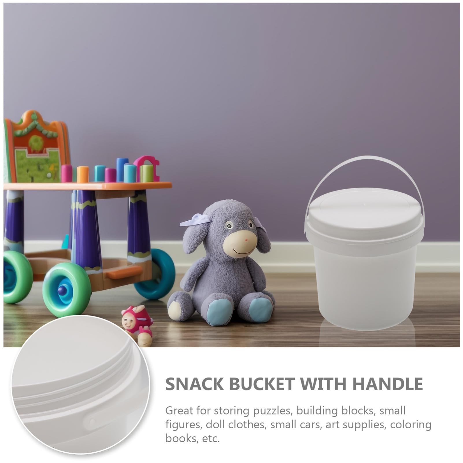 Hemobllo Boys and Girls Toy Storage Bucket Lids 1l Capacity White Toy Organizer for Building Blocks