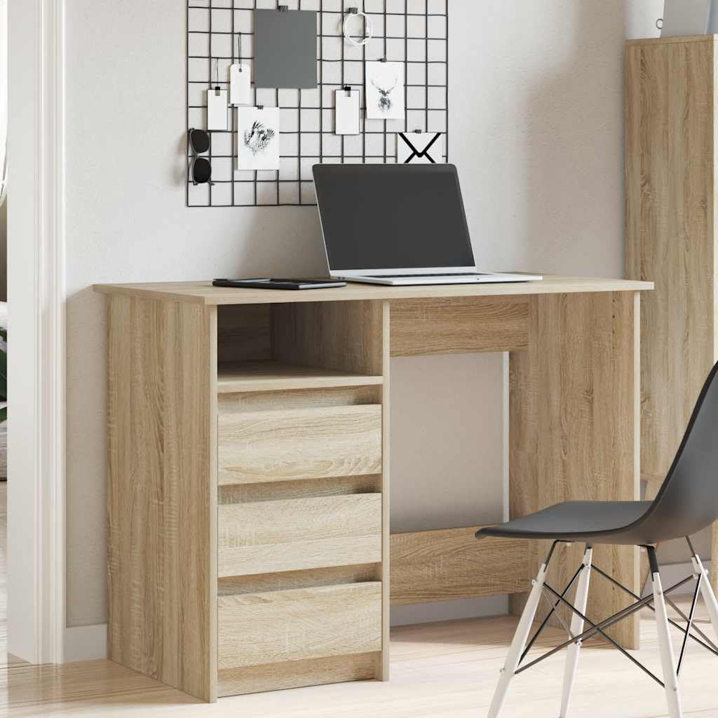 Escritorio de madera de roble Sonoma, 102 x 50 x 75 cm, mesa de oficina y mesa de juegos con amplia superficie de trabajo, mesa de PC para oficina en casa y estudio