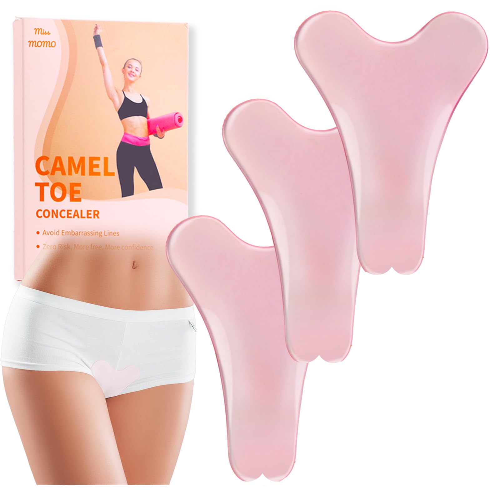 3 PCS Pink Camel Toe Concealer Seamless Camel Toe Hider Anti Camel Toe Cover Silicone Insert for Workout