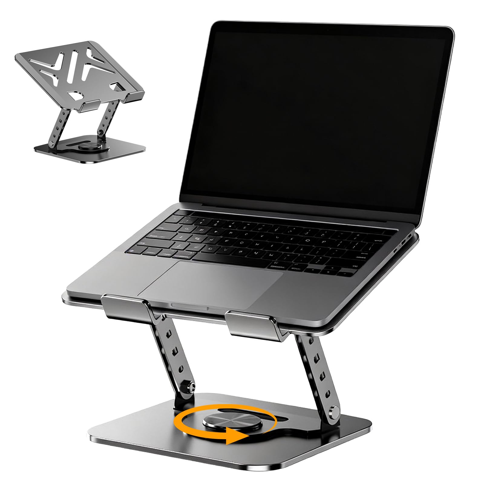 Soporte Portátil para Escritorio, Elevador Plegable Ergonómico con Base Giratoria de 360°, Ajustable, Compatible con MacBook y Portátiles de 10-17 Pulgadas