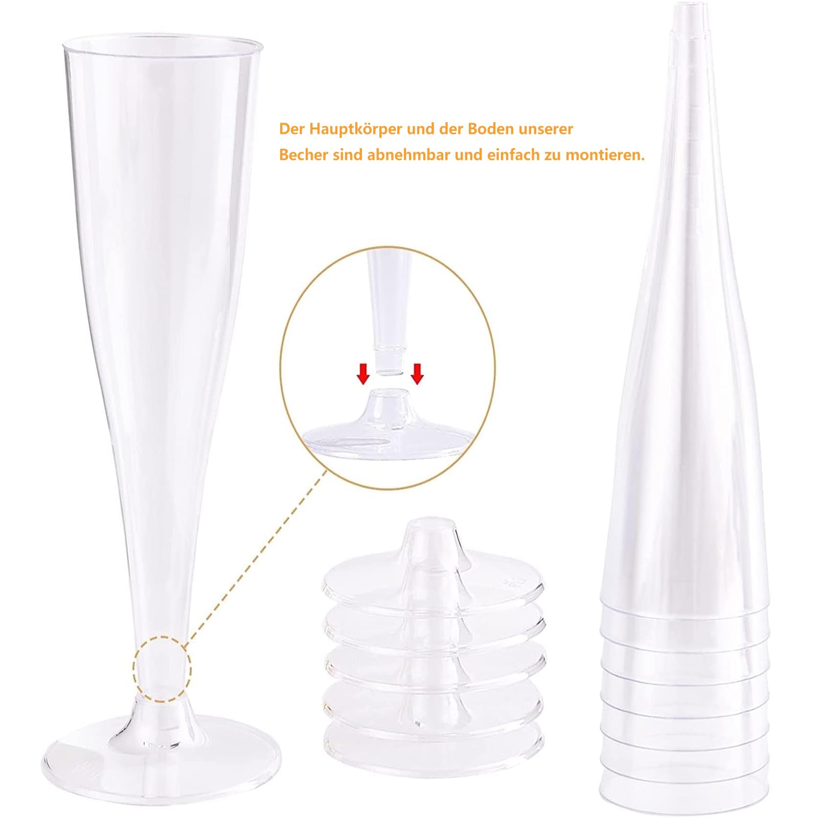 25 Verres à Champagne Plastique Élégants 150 Ml – Transparents Réutilisables, Idéal Mariage, Camping, Anniversaire