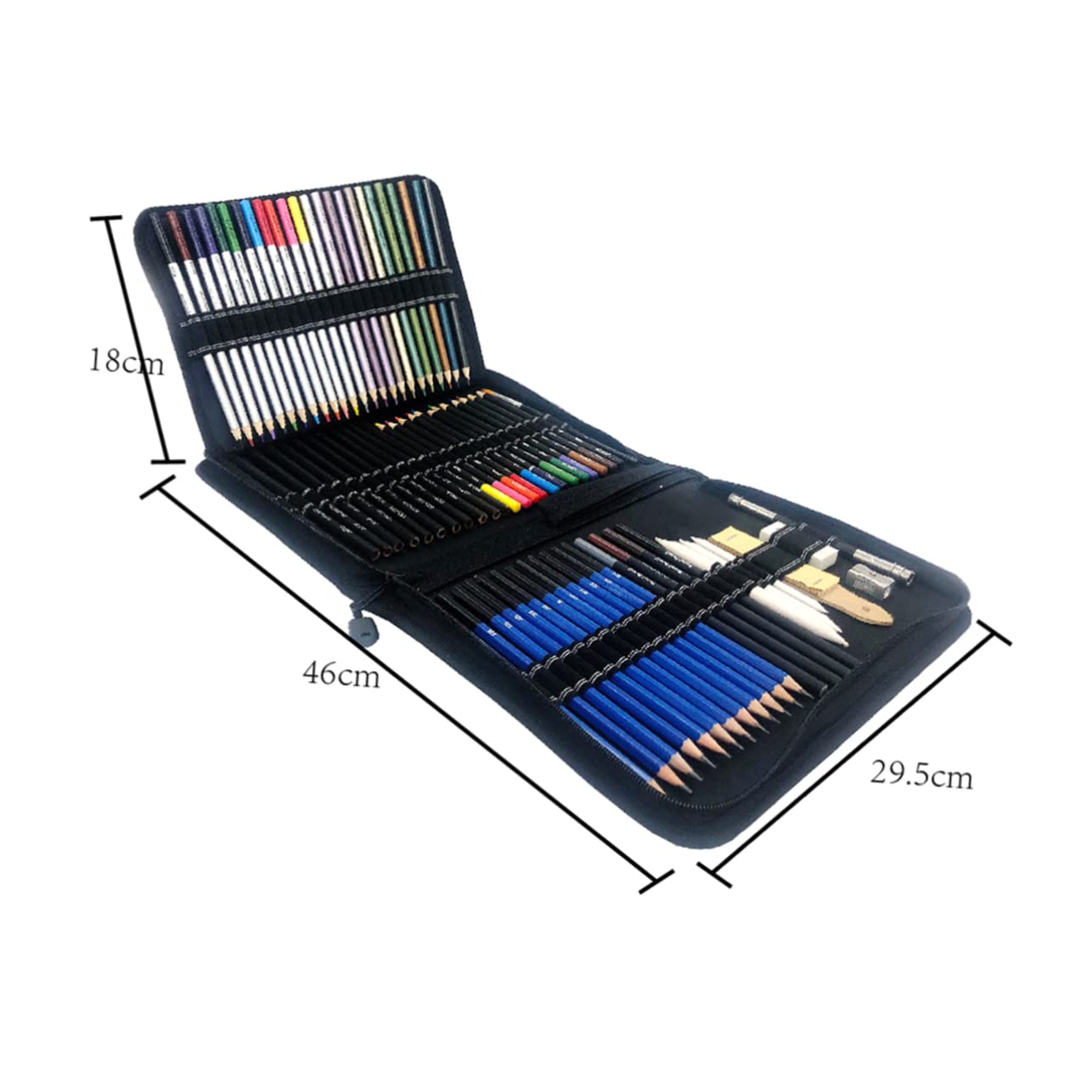 Kit de Crayons à Dessin Professionnels pour Étudiants en Art 72 Pièces Noir