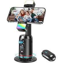 Auto Face Tracking Tripod, 360  Rotation Smart Camera Stand, LED Fill Light, No App Required, Gesture Control with Detachable Remote Control, Perfect for Vlog Live Broadcasting and Video