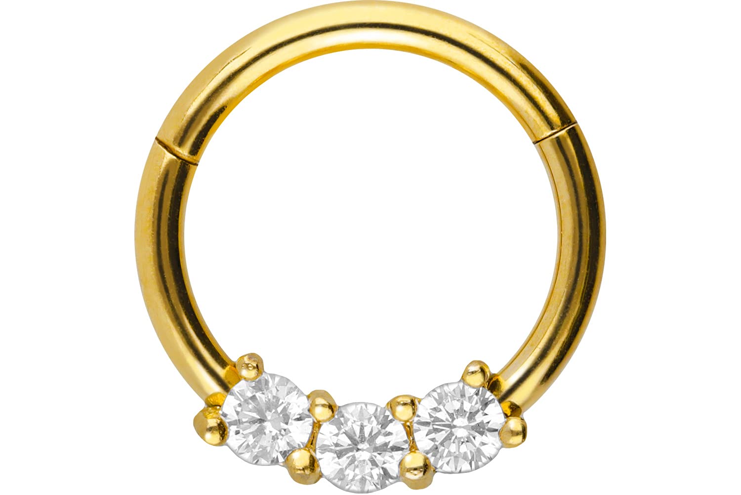 PIERCINGLINE anillo de segmento clicker con 3 cristales de acero quirúrgico - piercing para oreja, tabique, tragus o hélix en 4 elegantes colores