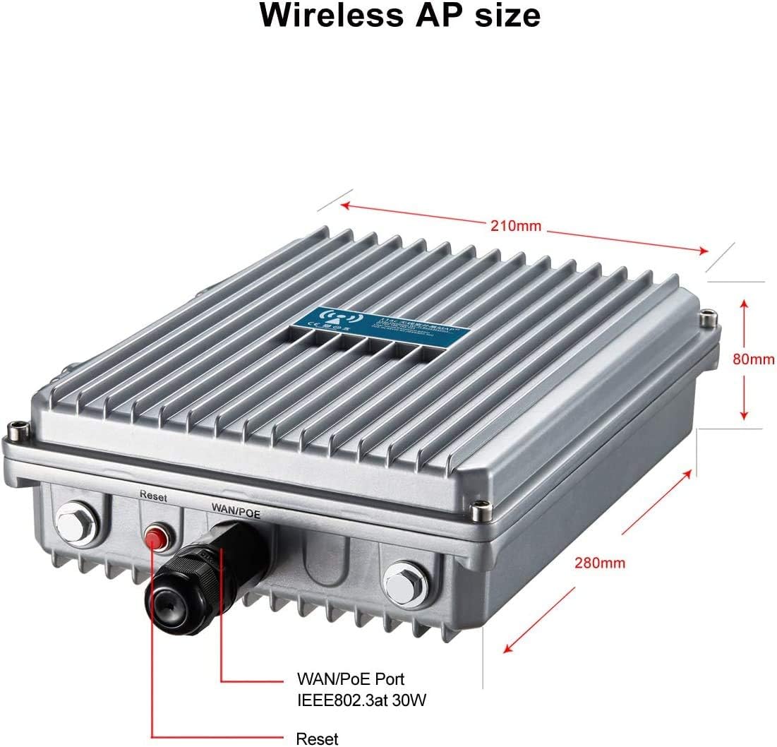 Black Friday Sale 2022 E-link 802.11AC 1200Mbps High Power Outdoor IP67 WiFi Base Station Wireless Access Point Industrial Grade Waterproof 2.4G /5G Dual Band Wireless AP with 802.3at POE Input（Antenna Not Included）