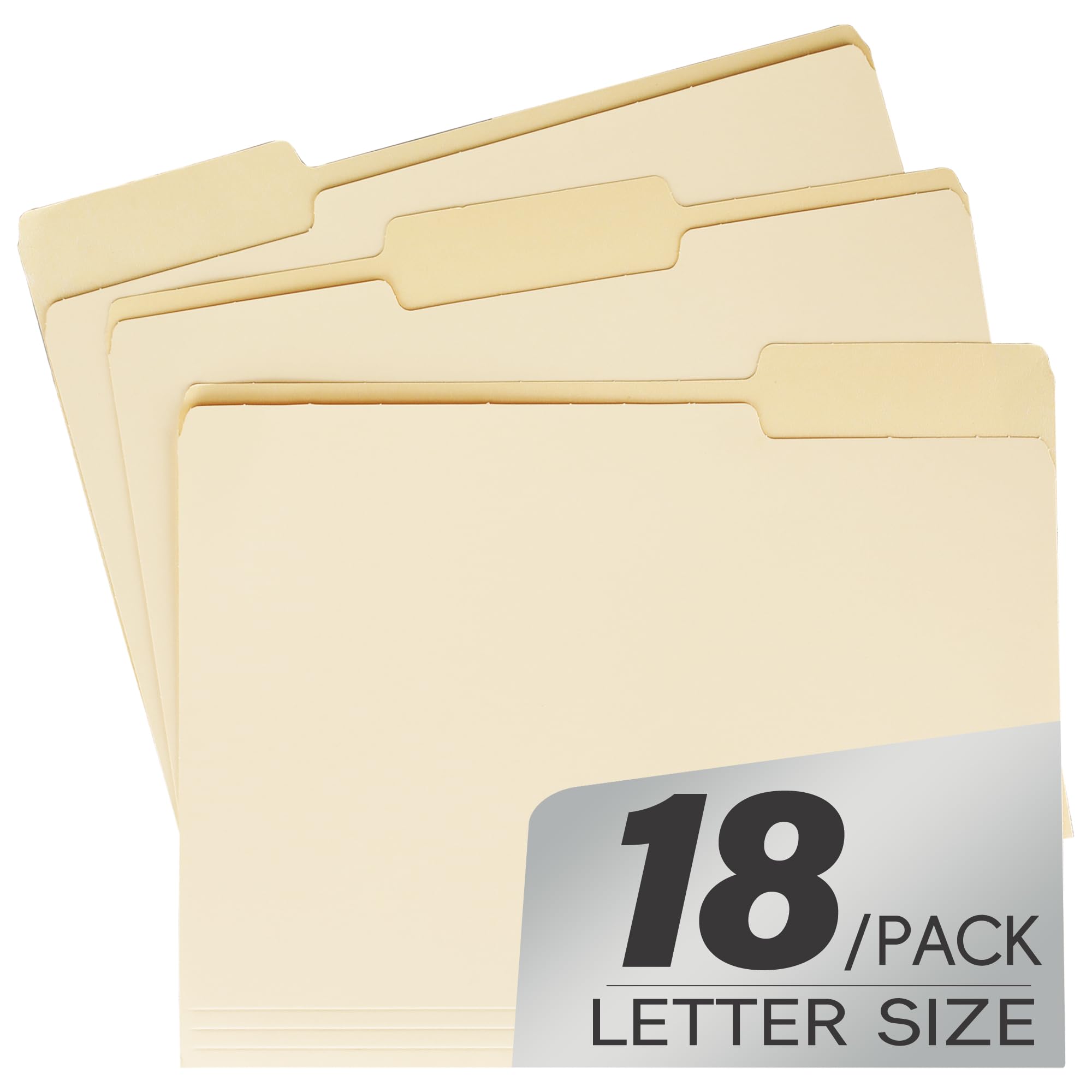 pmybupo Manilla File Folder,1/3 Cut Tab,Letter Size Folders,Great for Organizing and Easy File Storage,18 Per Box
