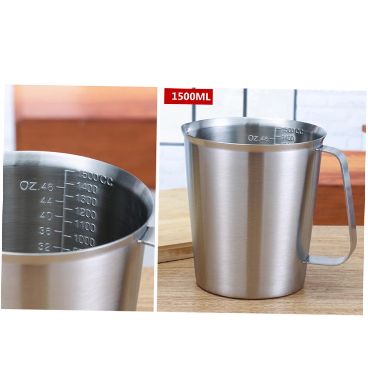 Tasse à Mesurer en Acier Inoxydable 304 1500ml avec Échelle
