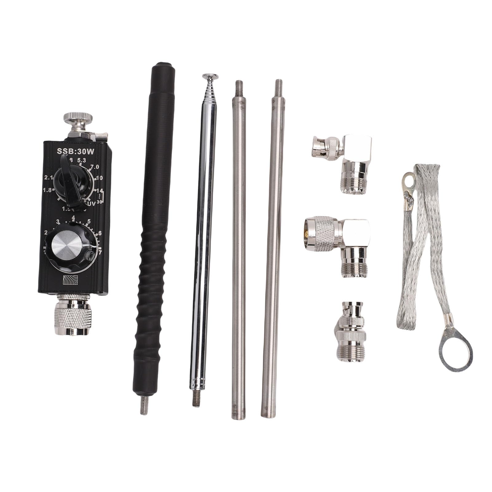 ViaGasaFamido QRP Antenna a Onde Corte 30W Portatile Regolabile Sintonizzata per Radioamatori da 1,8 MHz a 30 MHz VHF UHF Lega di Alluminio Acciaio Ricezione Multibanda Interni Esterni