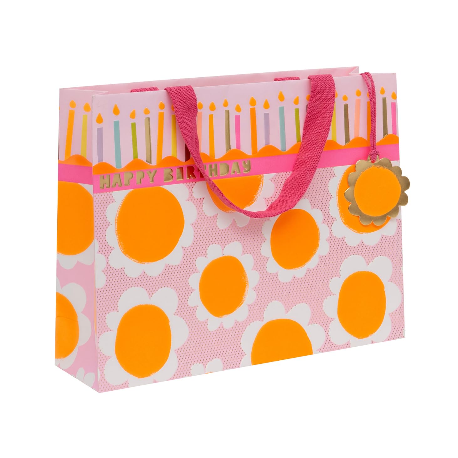 Glick Large Landscape Gift Bag, Dazzling Daisies Luxury Recyclable Bag for Birthdays & Celebrations, 275 x 355 x 100 mm, Multi-Coloured