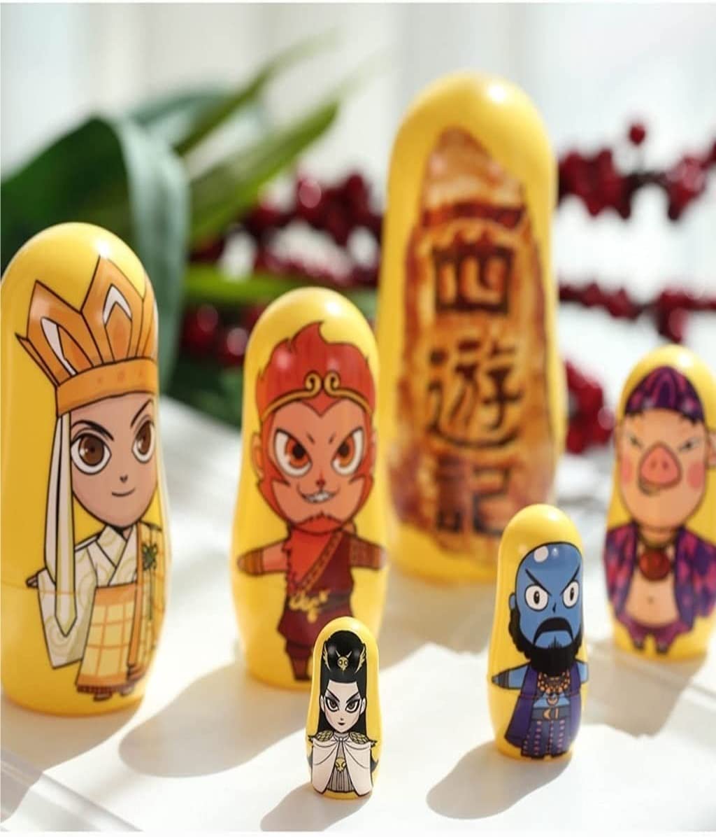 Matrioske 6pcs Cute Animal Russian Nesting Dolls Matrioska di Legno Bambola Russa Bambole Impilabili in Legno Regalo di Compleanno Nesting Dolls