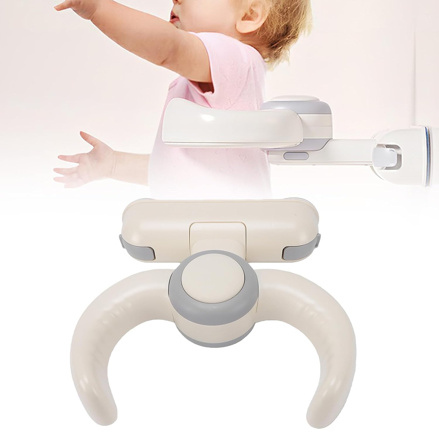 Generic Baby Bath Stand Adjustable Space Saving Foldable Shower Stand for Toddlers, Kids Bathroom Organizer (Gray White)