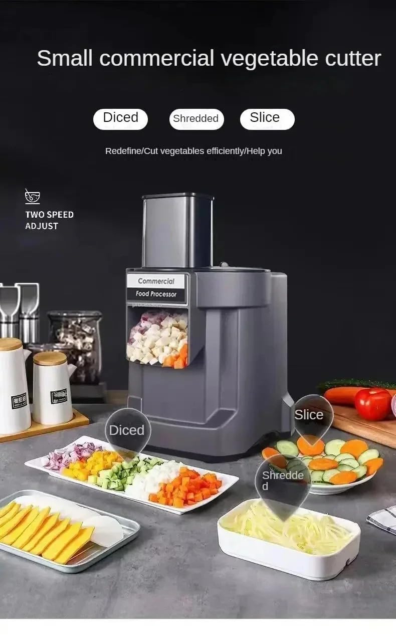 3-en-1 Máquina de corte de verduras eléctrica,Tijeras de dados para cortar+rebanada+picada,Máquina de cocina inoxidable 100W,Cortador de verduras multifuncionales, Espiral de verduras