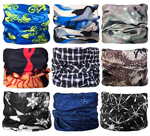 KINGREE 9PCS Magic Scarf Elastic Seamless Bandana UV Resistence Sport Headwear (Devil Series)
