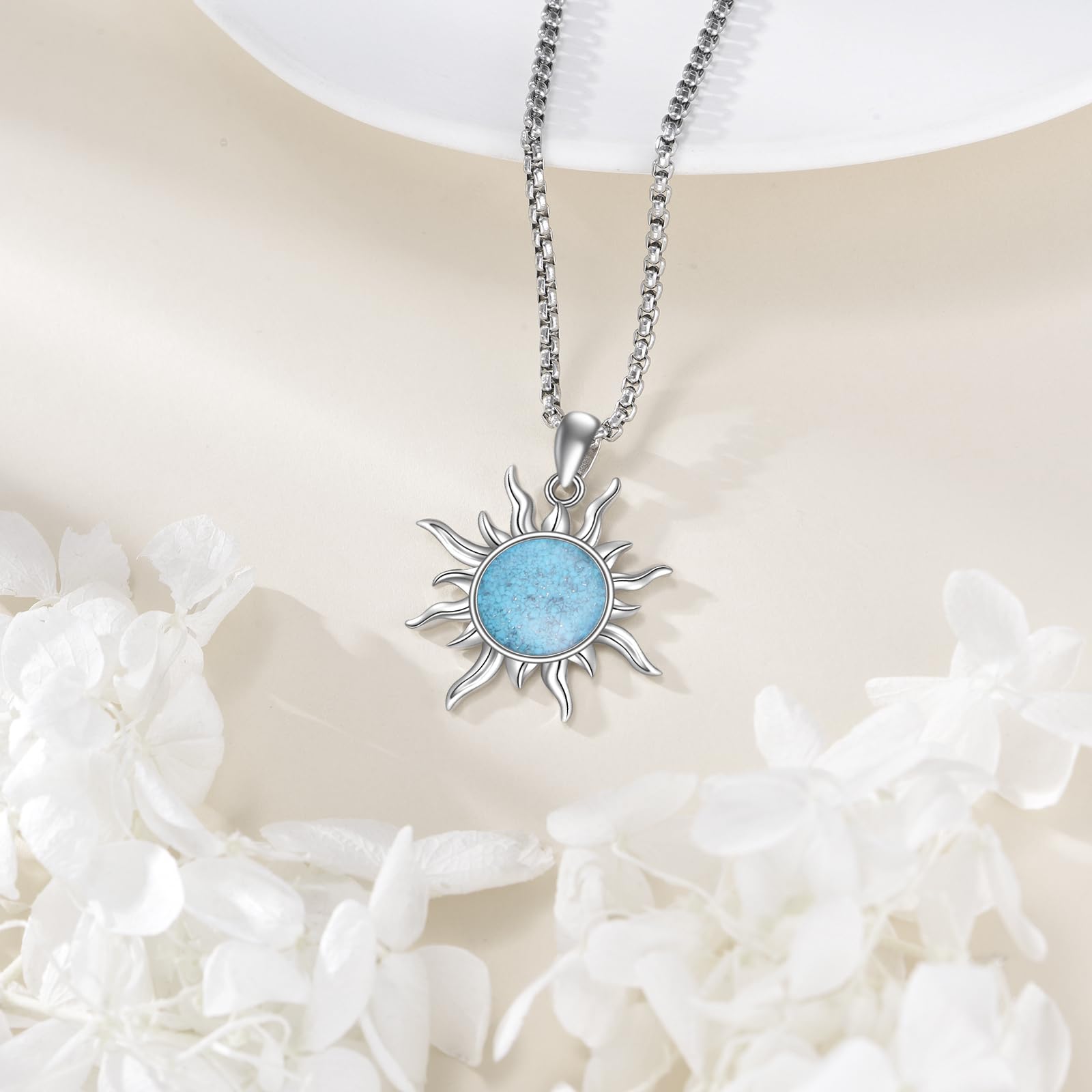 ONEFINITY Sonne Kette 925 Sterling Silber Anhänger Sonne Schmuck Geschenke für Damen Herren