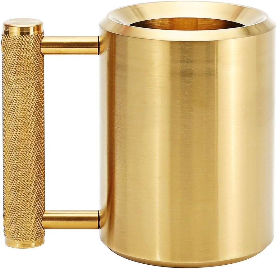 Heavy Mug 18LB/8KG 10 oz, Exercise and Fitness Dumbbells, 304 Stainless Steel Fitness，Suitable For Home Workout, Gym Strength Training, Prank Gift, and Arm Strength Training Equipment, Non-Slip Handle, Gold