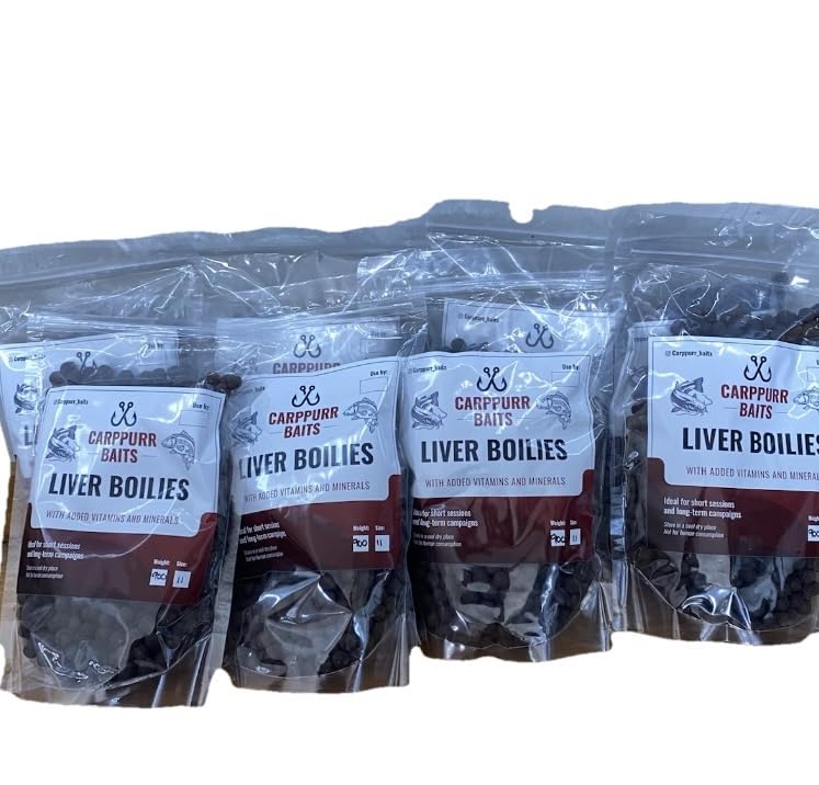 Carppurr baits Liver Boilies 11mm - 900g-1.8kg-3.6kg-7.2kg – High Attraction Carp & Catfish Fishing Bait – Boilies for Specimen Fishing (11mm 7.2kg)