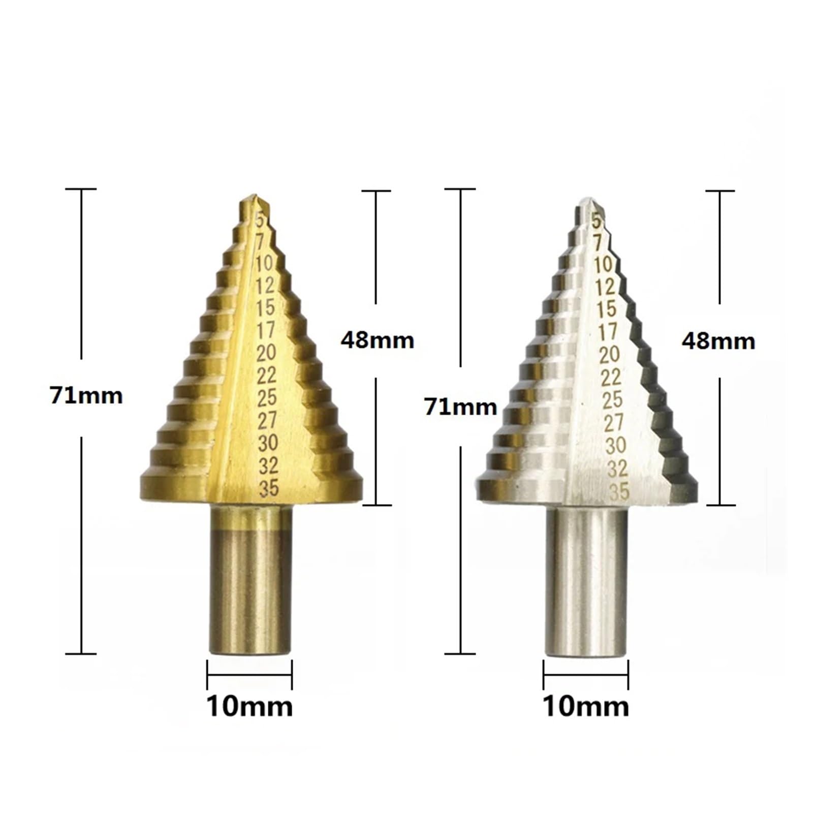 Spiralne rowkowane wiertło stopniowe, 2 szt. Wiertła do metalu 5 35 mm wiertło stożkowe stopniowe, proste z powłoką TiN