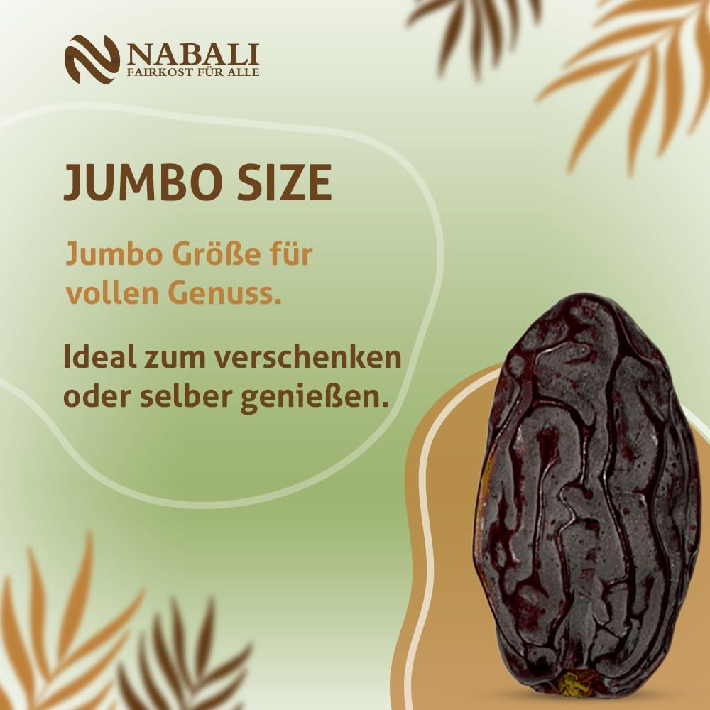 NABALI FAIRKOST datteri jumbo Medjool dalla Palestina I 100% aromatici naturale tradizionale freschi I senza conservanti I vegane I (1 kg)