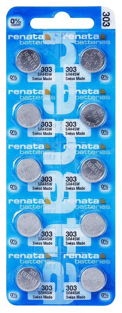 Renata 303 sola batería de reloj de óxido de plata fabricado en Suiza 1,5 V (10 pilas, 303 o SR44SW)