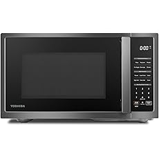 TOSHIBA EM925A5A-SS Countertop Microwave Oven, 0.9 Cu Ft With 10.6 Inch Removable Turntable, 900W, 6 Auto Menus, Mute Function & ECO Mode, Child Lock, LED Lighting, Stainless Steel