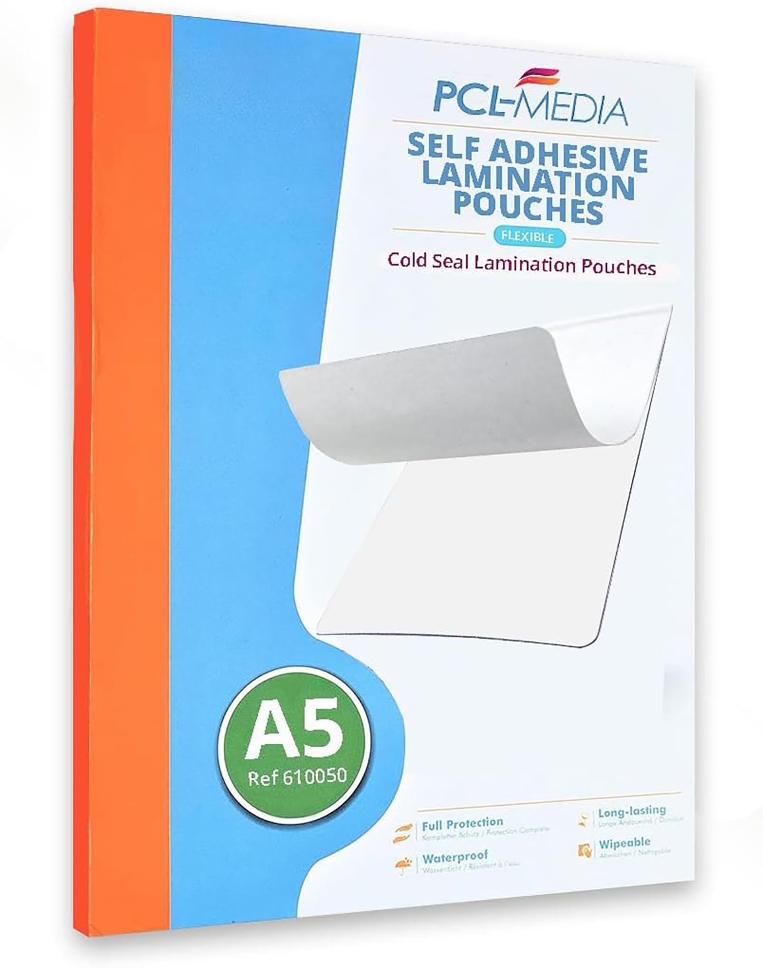 A5 Self Seal Laminating Pouches, Cold Seal Laminating Pouches Encapsulation Pouch Finish Size A5 222 x 160mm (Pack of 5) (610050) from PCL Media ltd