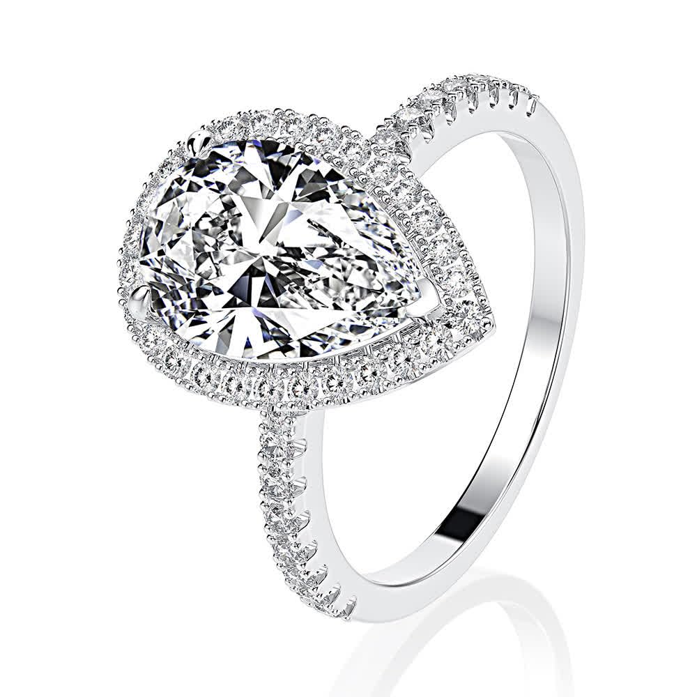 High carbon diamond ring 3 carat set ring pear shape 8 * 12mm radiant cut