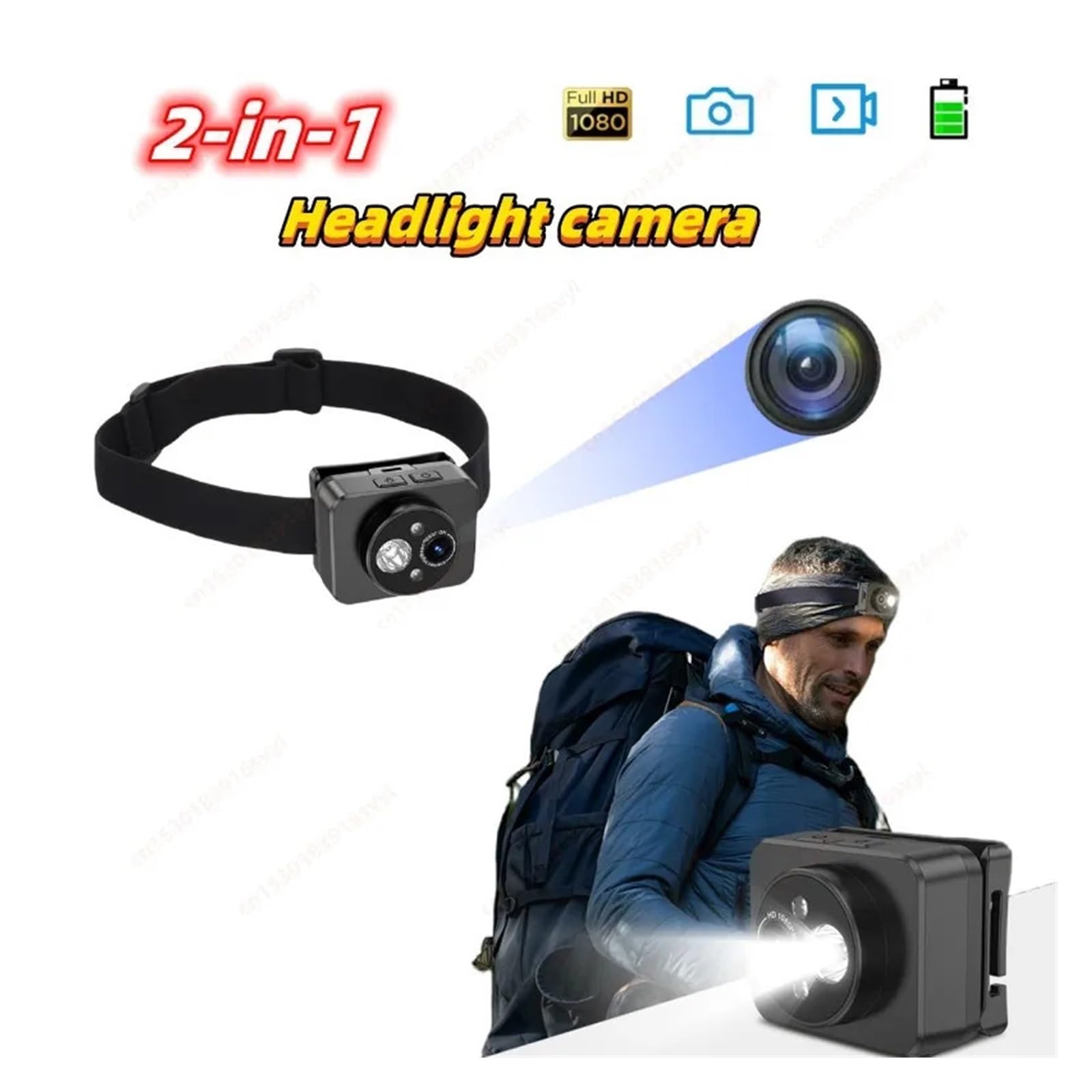 Videocamera for azione sportiva da 2MP Faro Prima prospettiva Videoregistratore con batteria incorporata 1000 mAh Camma d'azione a induzione manuale Smart Wave