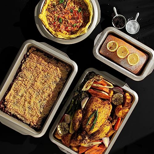 Salter BW11120EU7 Roasting Pan, Non-Stick Carbon Steel Roaster, Deep Baking Tray for Meats, Vegetables, Brownies, Large Oven Pan with Textured Base, PFOA-Free, Olympus Collection, Gold, 39 cm - Image 2