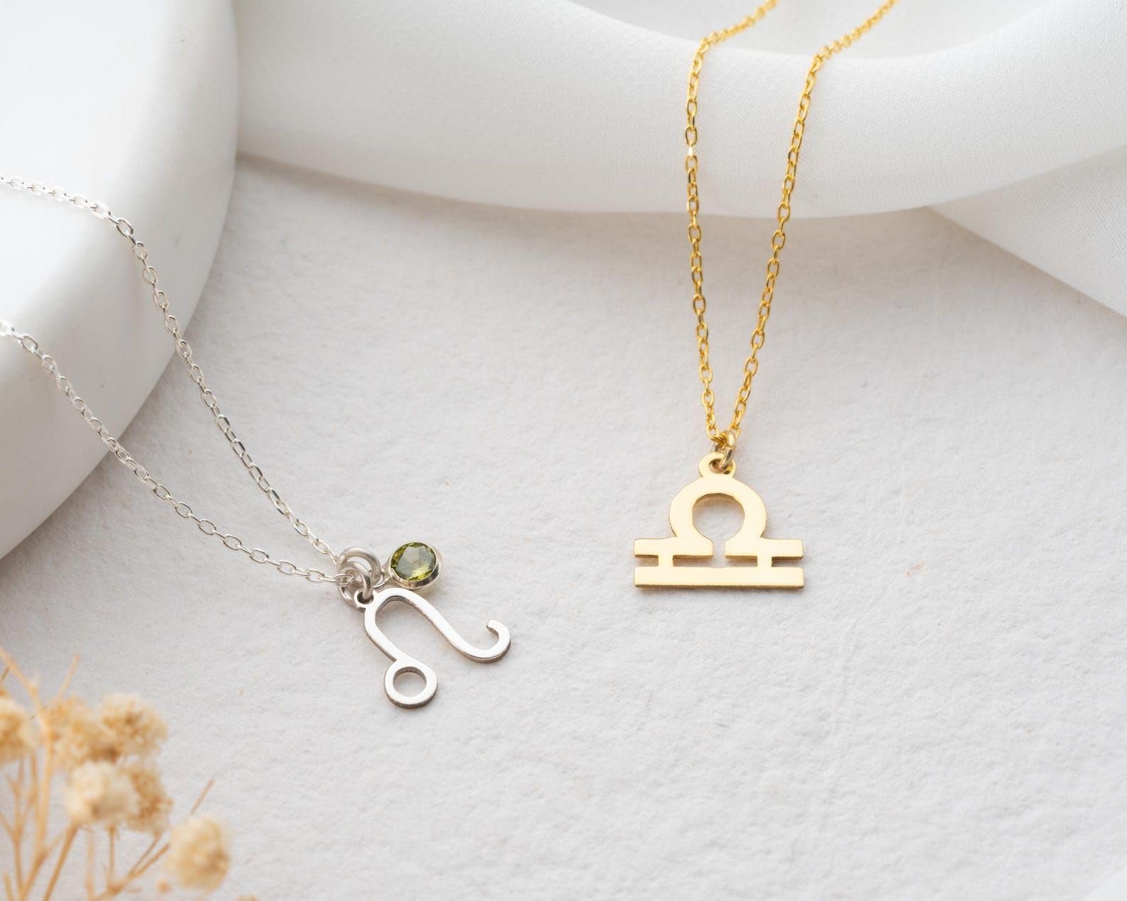 Delicato argento zodiaco collana, oro oroscopo astrologia febbraio pietra portafortuna Cancer