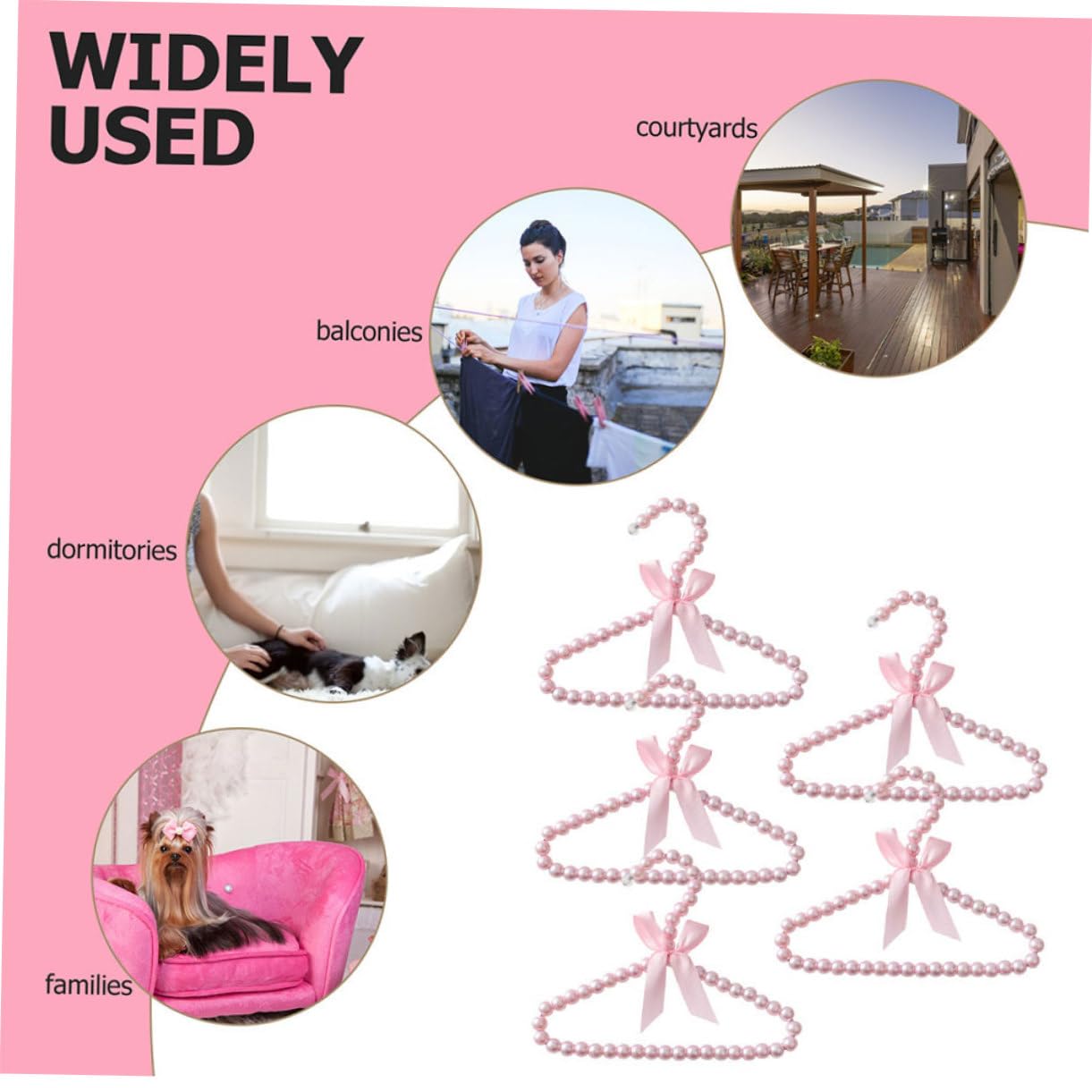 SOLUSTRE 6stücke Kleiderbügel für Babykleidung aus Kunststoff mit Perlenverzierung Kompakt für Neugeborene und Kinderkleidung Formstabil Dank Stützstange in Modischen Farben für Kleiderschr